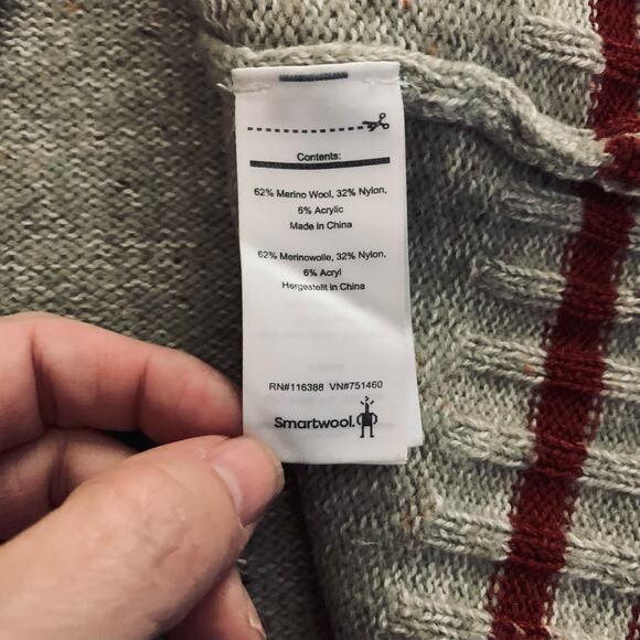 SMARTWOOL Sweater Larimer V-Neck Merino‎ Oatmeal Heather Varsity Ringer Ribbed - Picture 10 of 12